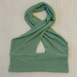 Criss-Cross Cropped Halter Top - S